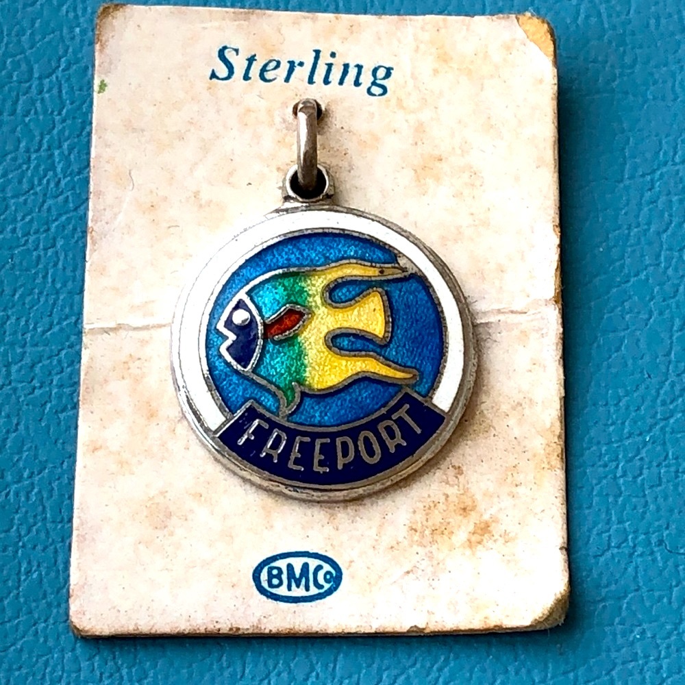 VTG sterling silver enamel Freeport Bahamas charm
